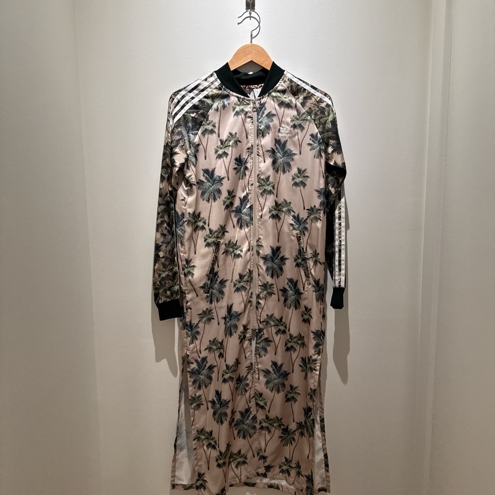 Adidas Women's Long Sleeve Palm Print Dress - Black and Cream